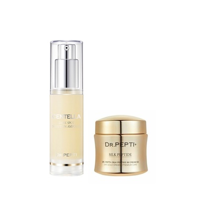 Tinh chất dưỡng trắng, trị nám, chống lão hóa Dr Pepti Centella Dark Spot Solution Ampoule + Kem dưỡng tinh chất vàng 24K chống lão hóa Dr.Pepti+ Silk Peptide 88 Cream EX