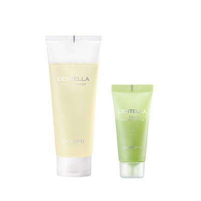 Bộ đôi Gel rửa mặt làm sạch sâu, trị mụn DR.PEPTI CENTELLA PURE GEL CLEANSER + Gel tẩy tế bào chết DR.PEPTI CENTELLA TURNOVER SOFT PEELING GEL